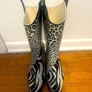 Zebra rain boots